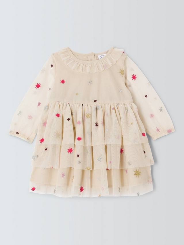 

Детское платье с вышитыми звездами из сетки John Lewis, Natural