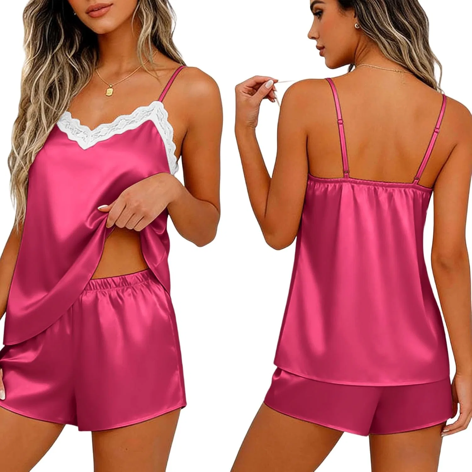 Комплект пижамы из сатина, Hot Pink, бренд не указан — фото 4