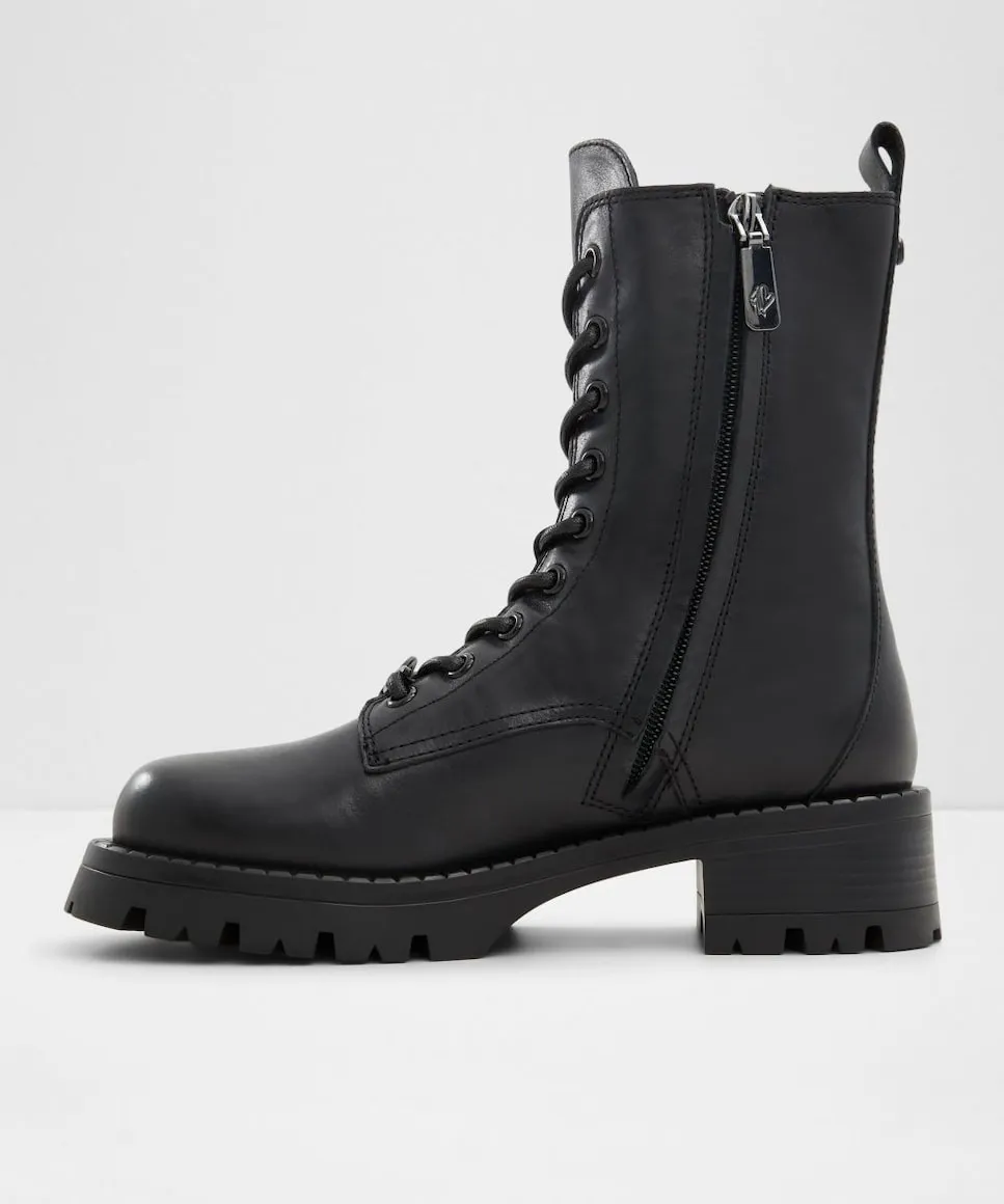 Женские кожаные ботильоны с округлым носком Aldo, черный — фото 3