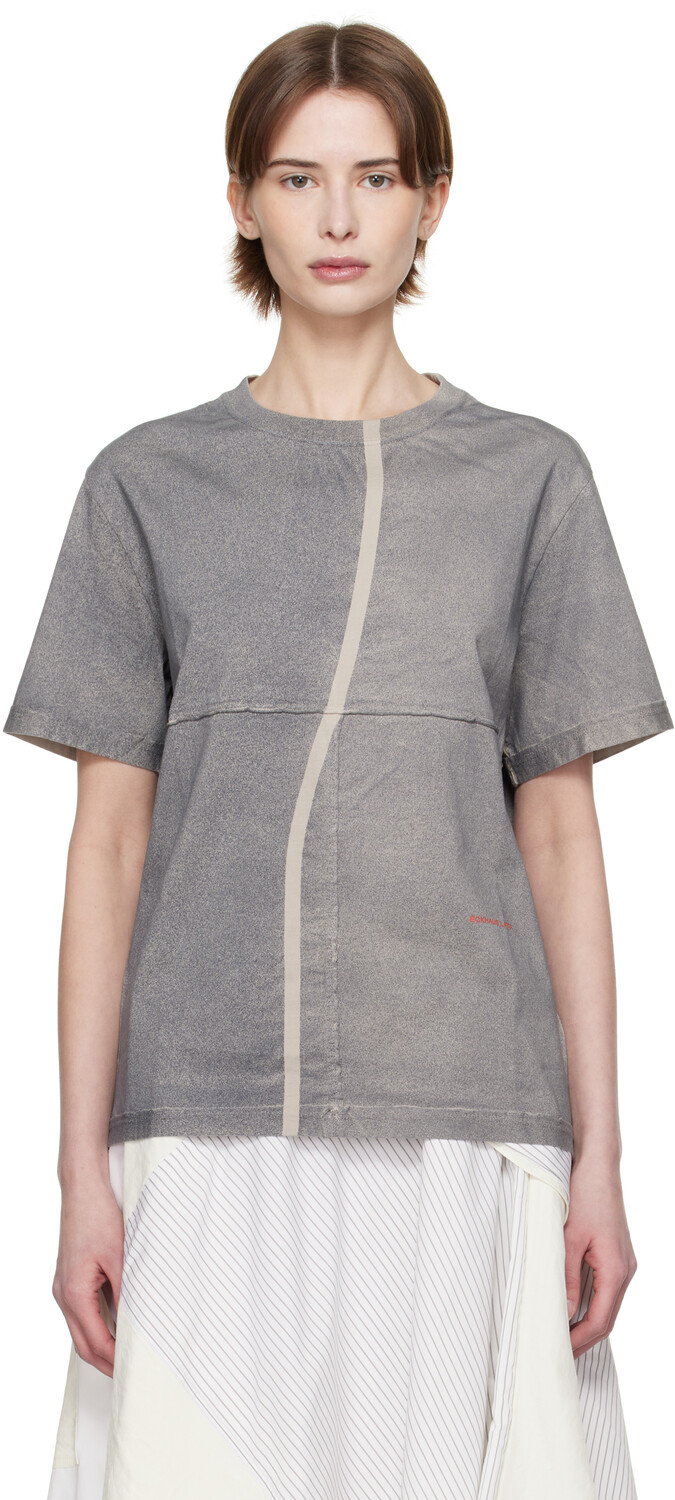 

Серая футболка с лацканами Eckhaus Latta