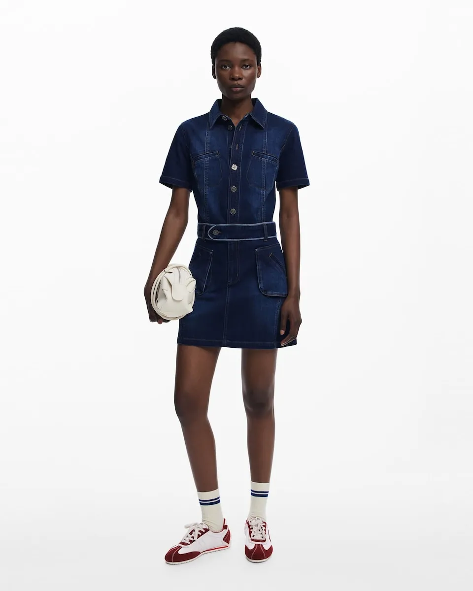 

Короткое джинсовое платье с поясом Desigual, синий