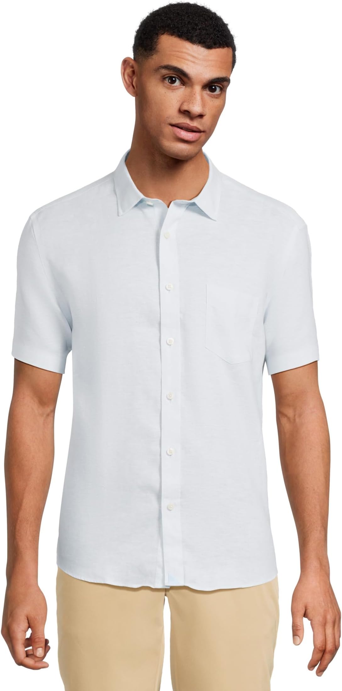 

Рубашка UNTUCKit Wrinkle Resistant Linen Short Sleeve Cameron Shirt, цвет Baby Blue