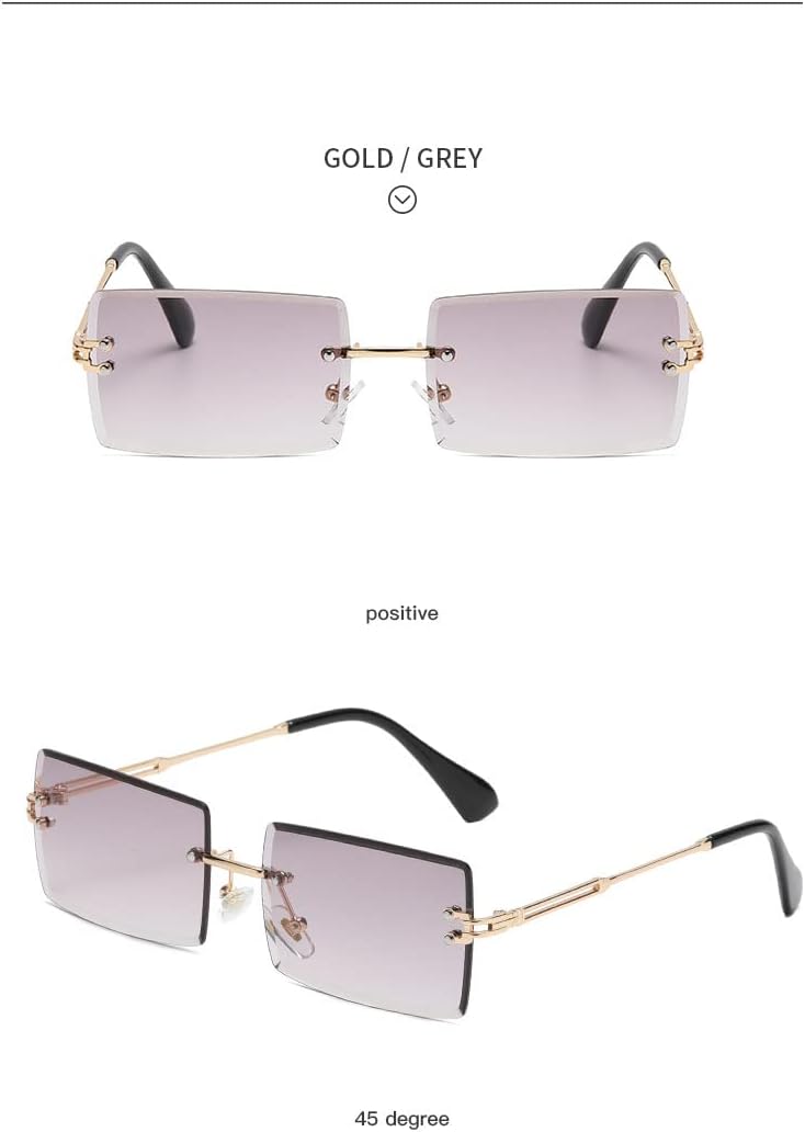 

Солнцезащитные очки HANDA прямоугольной формы без оправы для женщин и мужчин, с защитой от УФ-излучения UV400, квадратной оправой и металлическим каркасом Generic, Gray