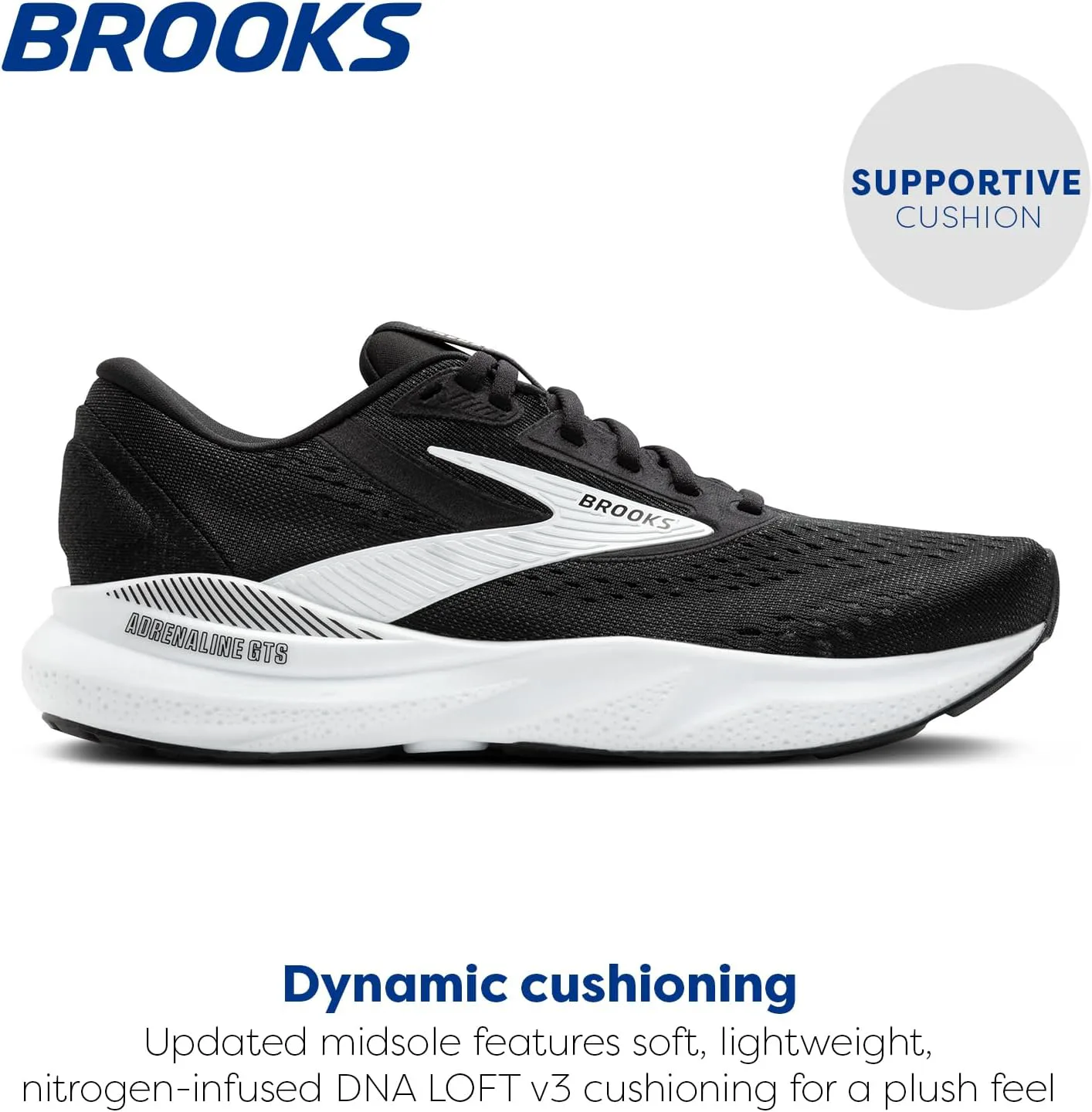 Мужские беговые кроссовки Brooks Adrenaline GTS 24 с поддержкой, черно-белый — фото 3