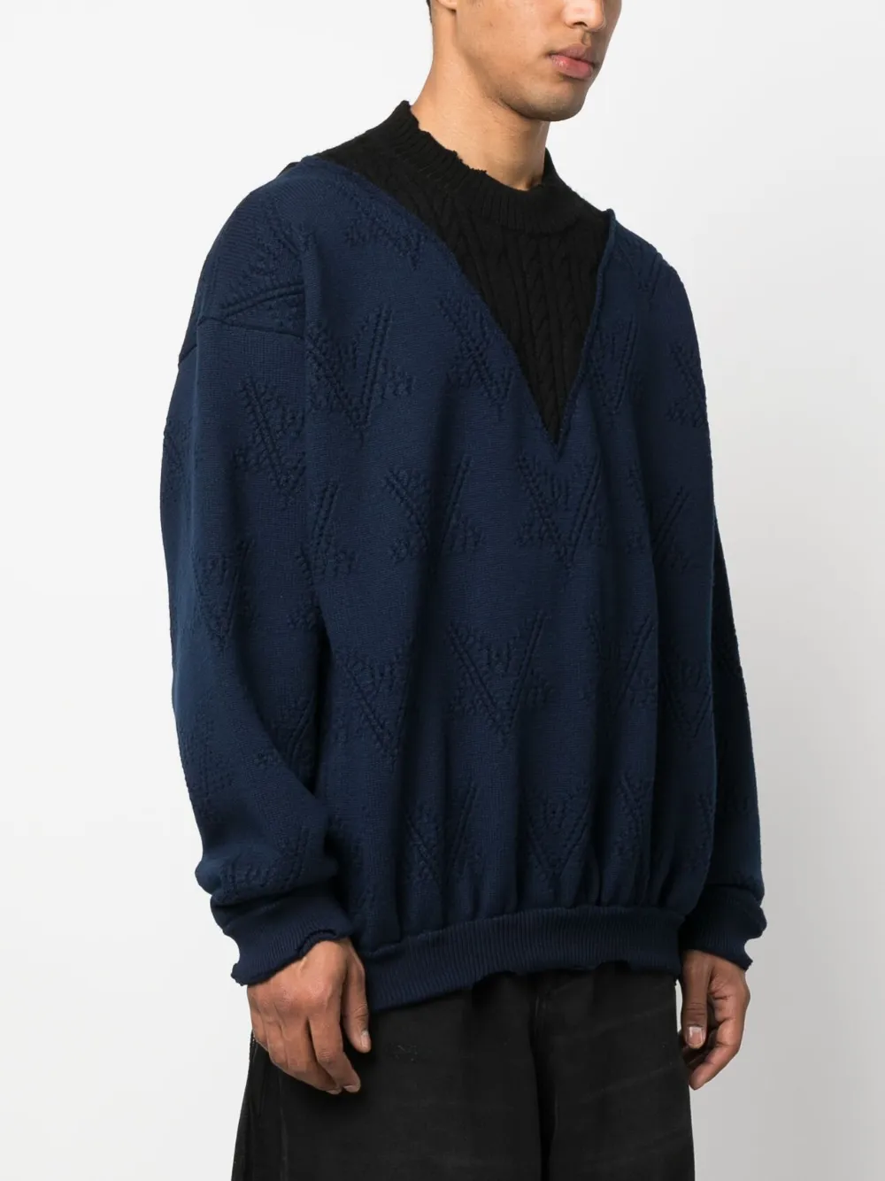 Джемпер из шерсти мериноса с эффектом потертости VETEMENTS, синий — фото 3