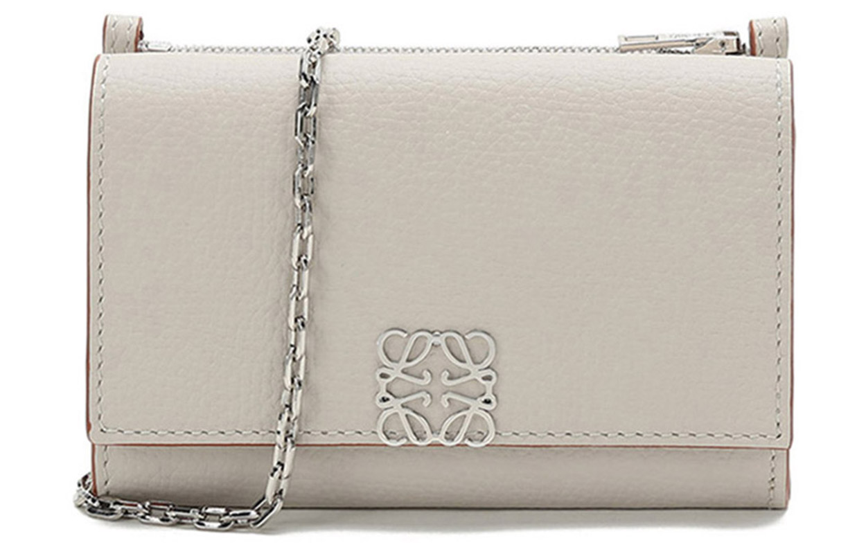 

Loewe Женская сумка из коровьей кожи на цепочке, серо-белая