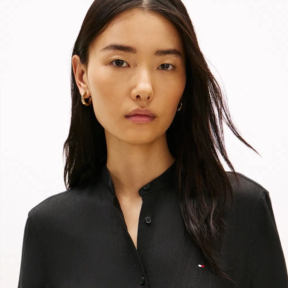 Женское льняное платье-рубашка чёрное от Tommy Hilfiger Women — фото 4