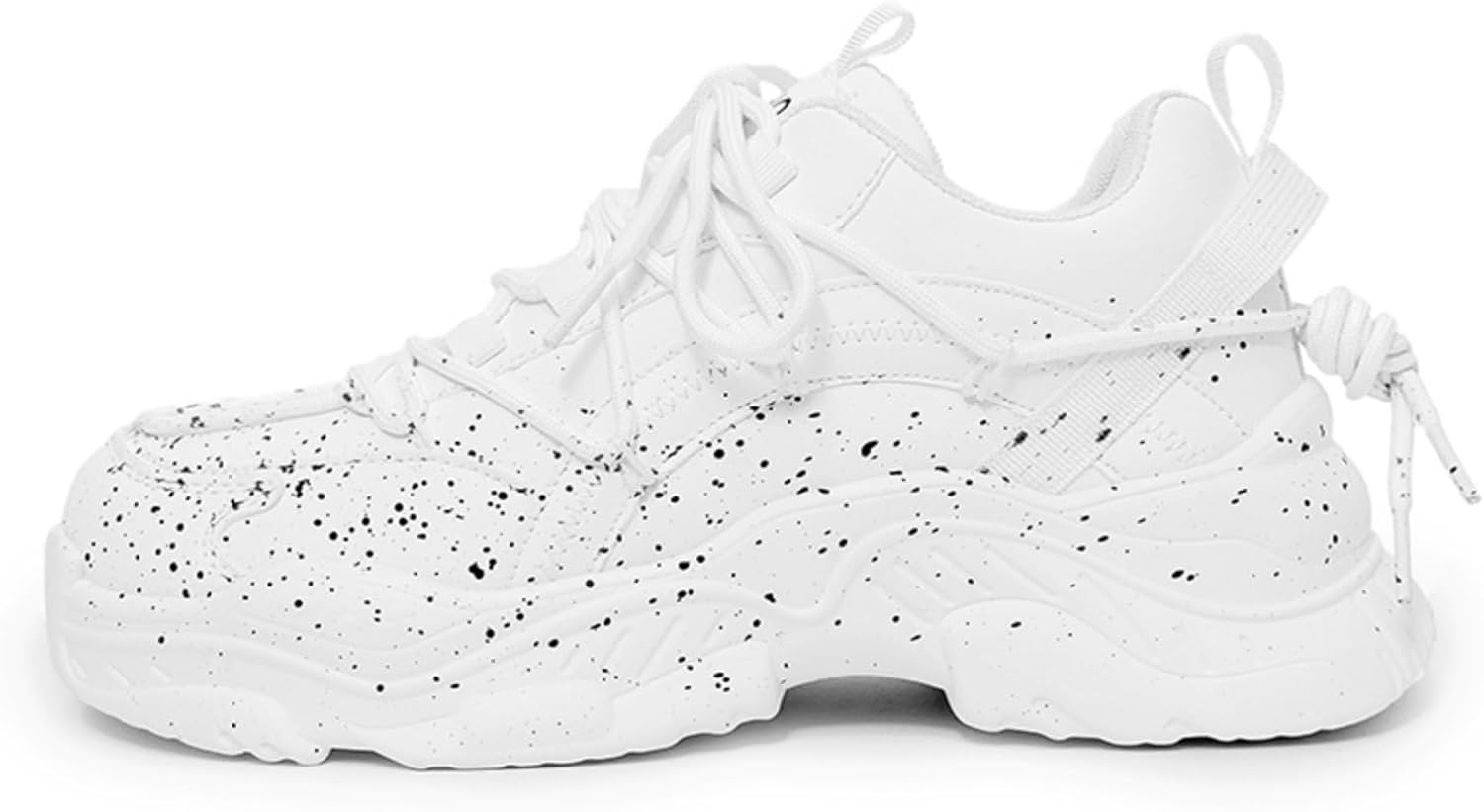 

Мужские белые массивные кроссовки с пятнистым дизайном - стильные на шнуровке, комфортные для повседневной носки и уличного стиля Aokisx