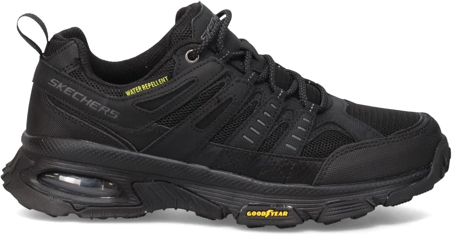 Мужские кроссовки Skechers Skech Air Envoy Bulldozer на шнуровке, модель Oxford, Black Leather Pu Mesh Black Trim — фото 3