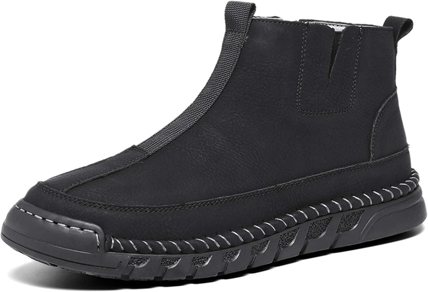 

Мужские премиальные чукка-бутсы, модные повседневные ботинки, с молнией, повседневные ботинки Челси для мужчин, противоскользящие, износостойкие (с сетчатой подкладкой/с мягкой подкладкой) Generic, черный