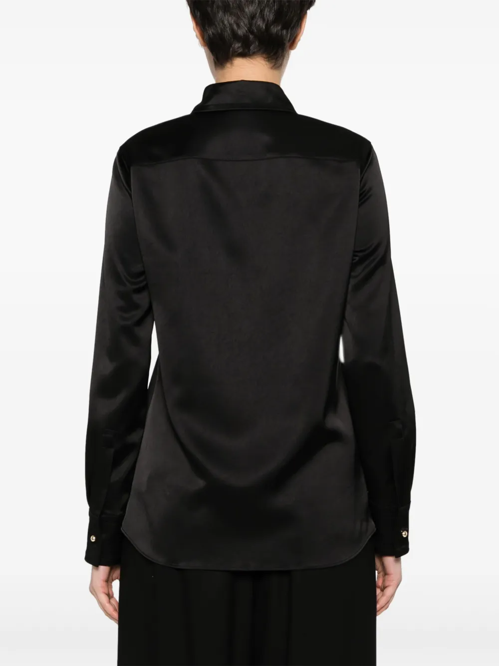 Атласная рубашка с длинными рукавами Lanvin, черный — фото 4