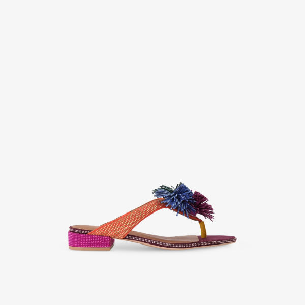 Босоножки Kurt Geiger London T-bar с помпонами из замши, мультиколор
