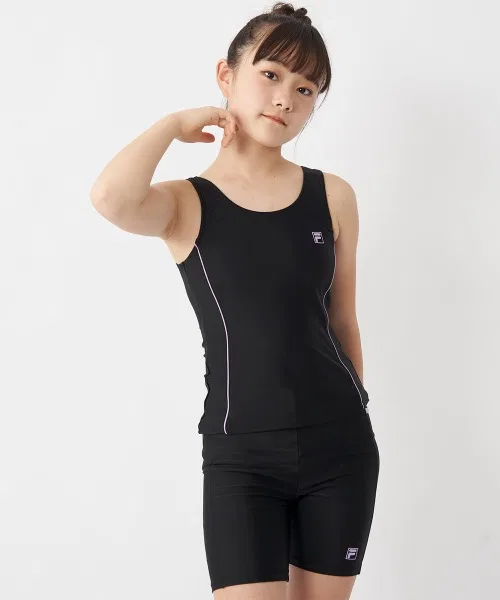 【FILA】Детский купальник-танкини, школьный купальник, раздельный купальник, конструкция, предотвращающая скатывание, для плавания — фото 2