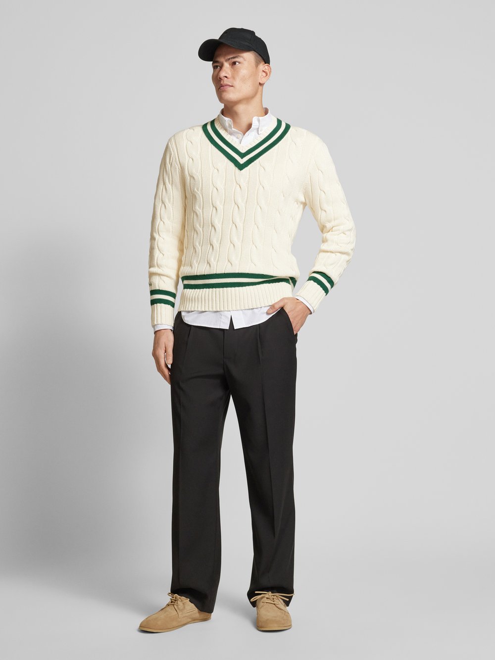 

Вязаный свитер с V-образным вырезом Polo Ralph Lauren, кремовый