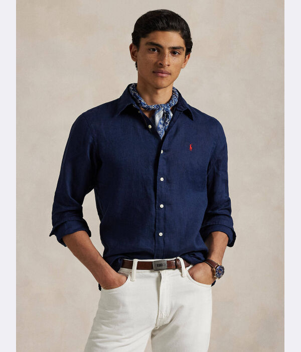

Льняная рубашка Slim fit Polo Ralph Lauren, синий