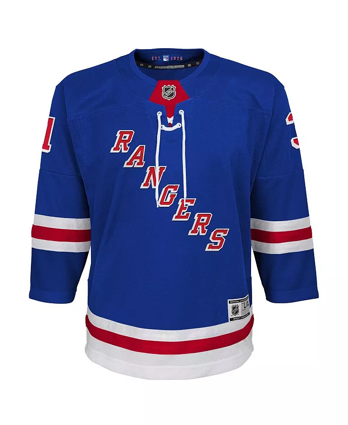 Синяя домашняя игровая джерси New York Rangers Premier для больших мальчиков и девочек Igor Shesterkin Outerstuff — фото 3