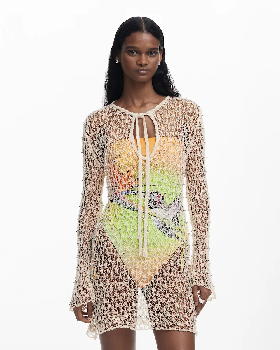 

Платье крючком из бисера Desigual, белый