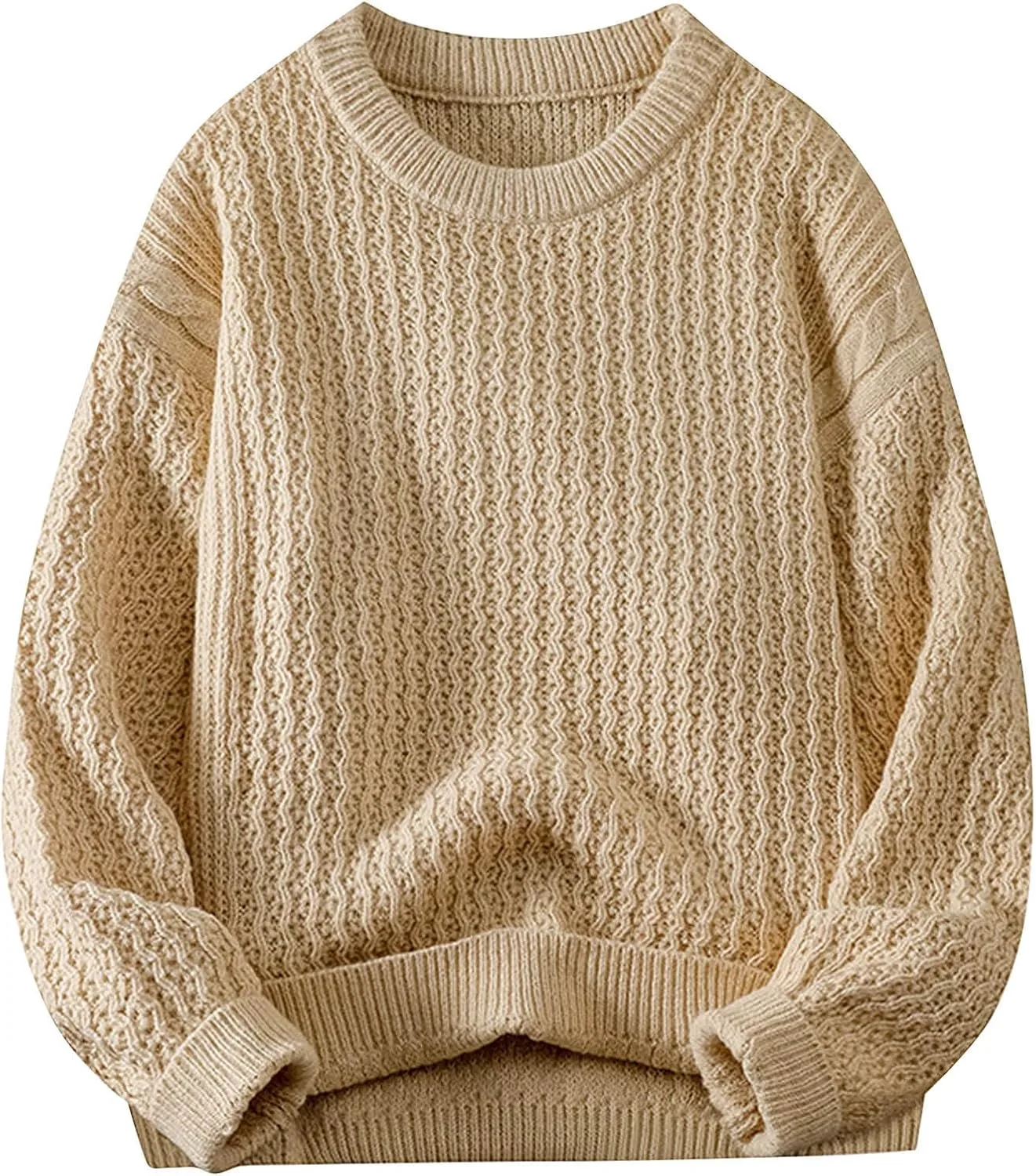 

Мужской вязаный свитер свободного кроя с длинными рукавами