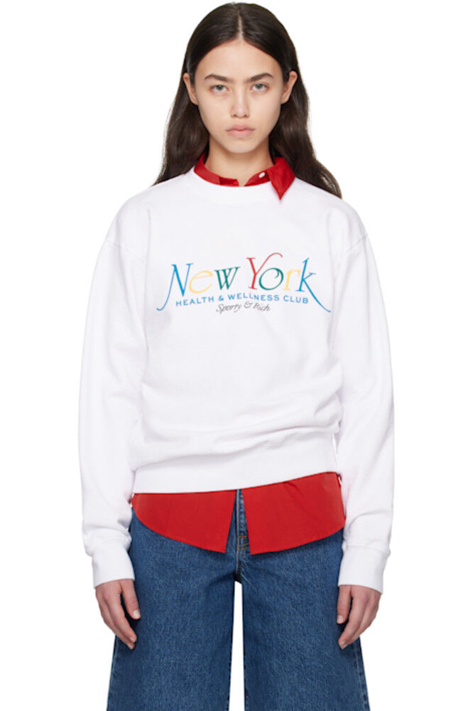 

Белая толстовка NY 94 с круглым вырезом Sporty & Rich