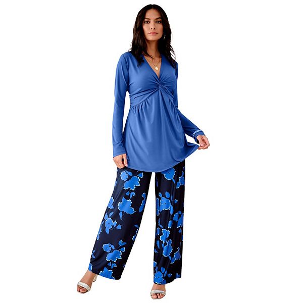 

Женская туника с завышенной талией и сборкой, plus size Roaman'S, True Blue