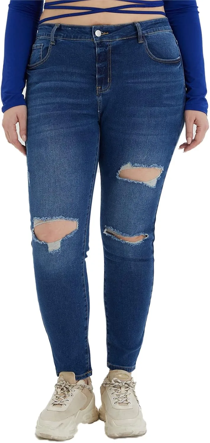 

Плюс сайз скинни джинсы для женщин, высокий пояс, стрейч LEIJIJEANS