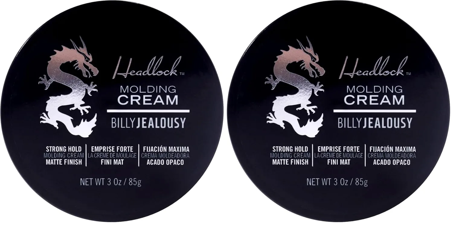 Крем для укладки волос Billy Jealousy Headlock, крем для укладки волос для мужчин с сильной фиксацией на весь день, натуральный матовый финиш, подходит для волос любой длины, 85 мл. 170.10 г (2 шт.)