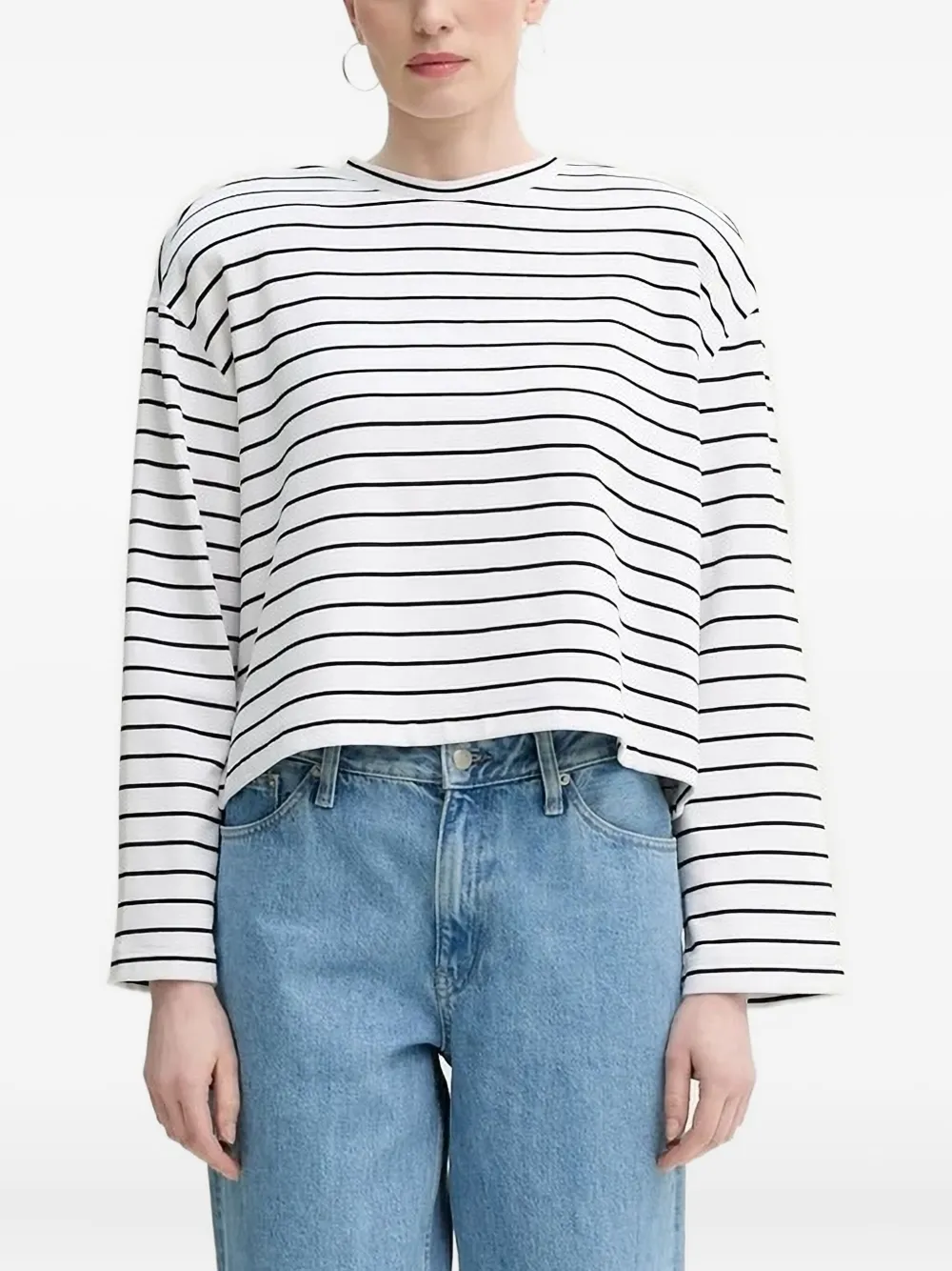 

Полосатый топ с длинными рукавами Gestuz, белый