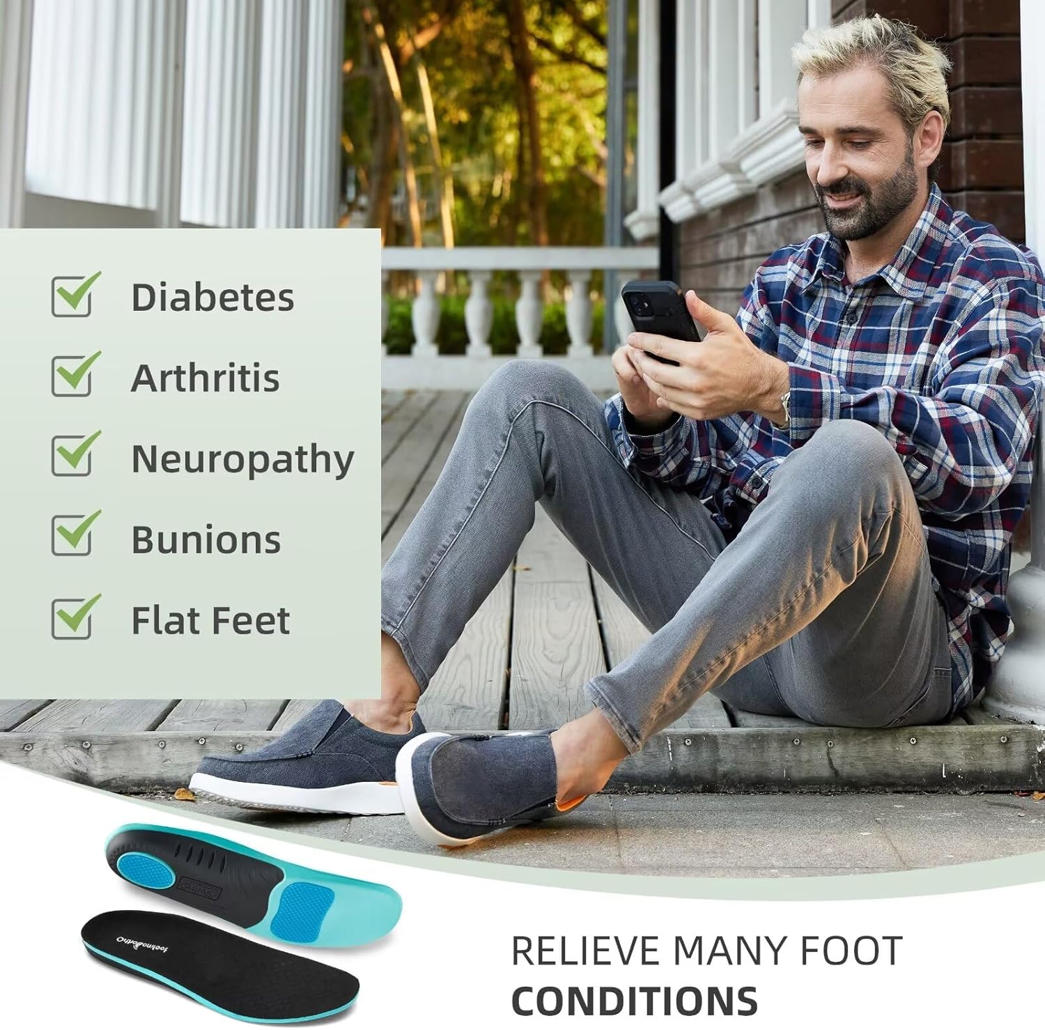 Мужские ортопедические удобные мокасины OrthoComfoot с поддержкой свода стопы, ортопедические лоферы при подошвенном фасците, повседневные винтажные прогулочные туфли из ткани для облегчения боли в стопе и пятке, W1-denim — фото 4