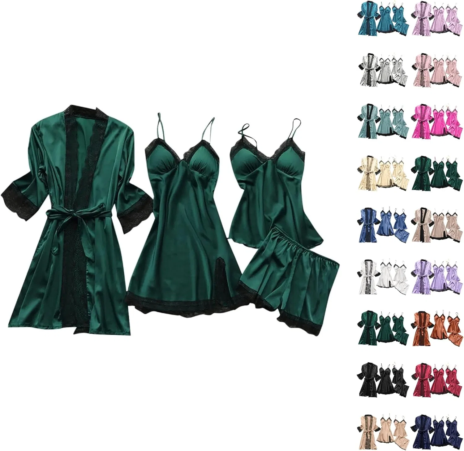 Пижамный комплект, шелк, 12-dark Green