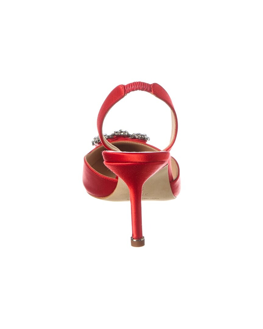 Manolo Blahnik Атласные туфли Hangisli 70 с пяткой на пятке, красный — фото 2