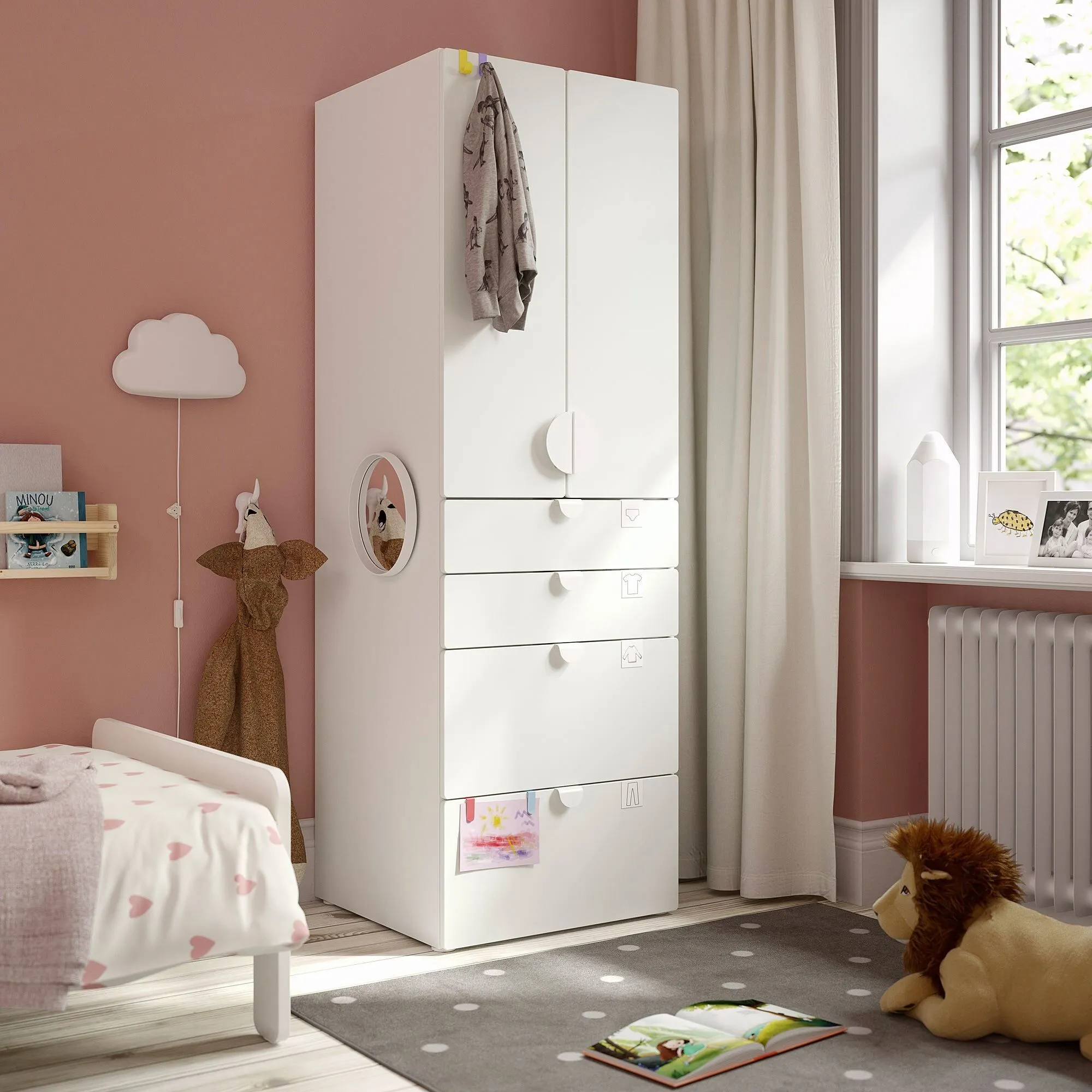 Детский шкаф, белый, 60x57x181 см, с 4 ящиками PLATSA/SMÅSTAD IKEA — фото 2