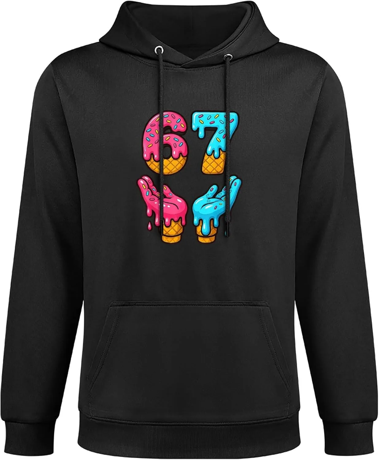 Толстовка с капюшоном Men Fun 67 Six Seven Meme Ice Cream Drip, мягкая, с карманом — фото 3