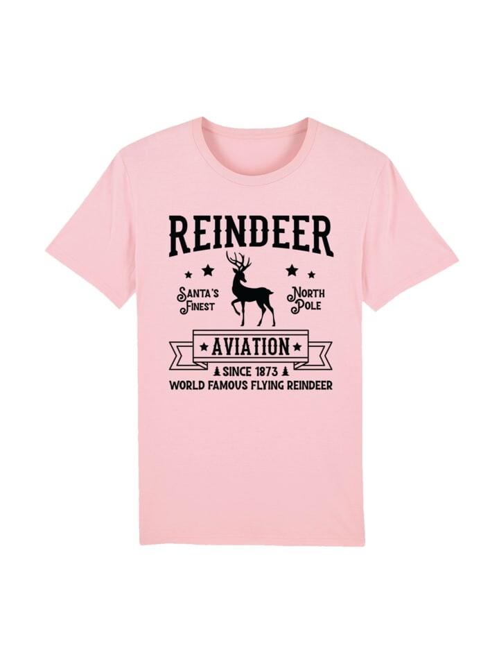 

Футболка F4NT4STIC T-Shirt Reindeer Aviation Retro Weihnachts Sign, цвет cotton pink