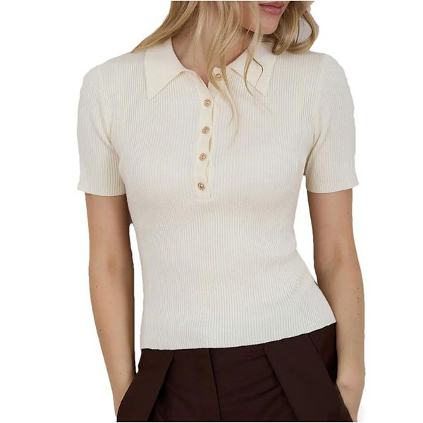 

Женская футболка-поло с коротким рукавом и воротником Yesfashion, White, Белый, Женская футболка-поло с коротким рукавом и воротником Yesfashion, White