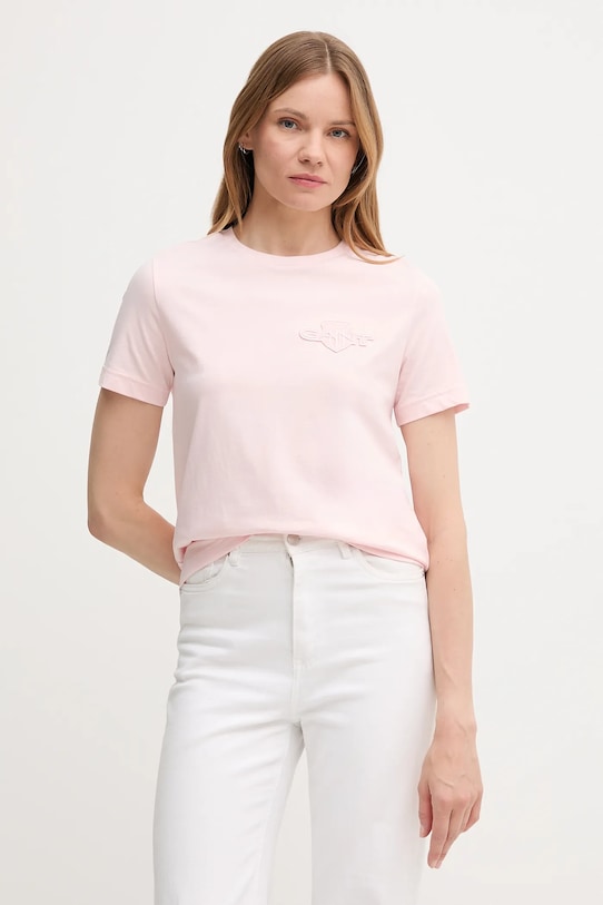 

Хлопковая футболка Gant, розовый
