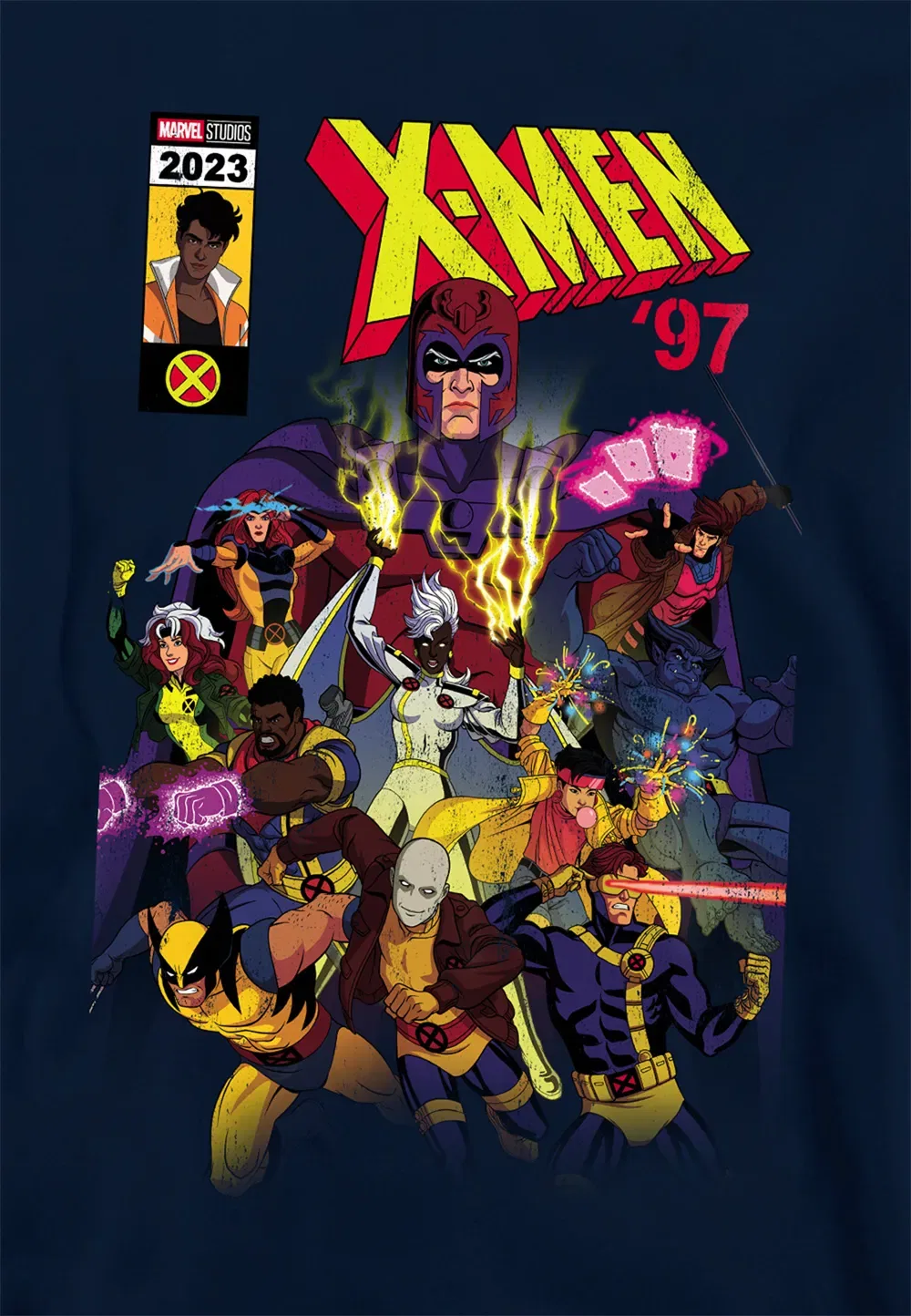 Детская худи с принтом X-Men, Marvel, темно-синий — фото 2