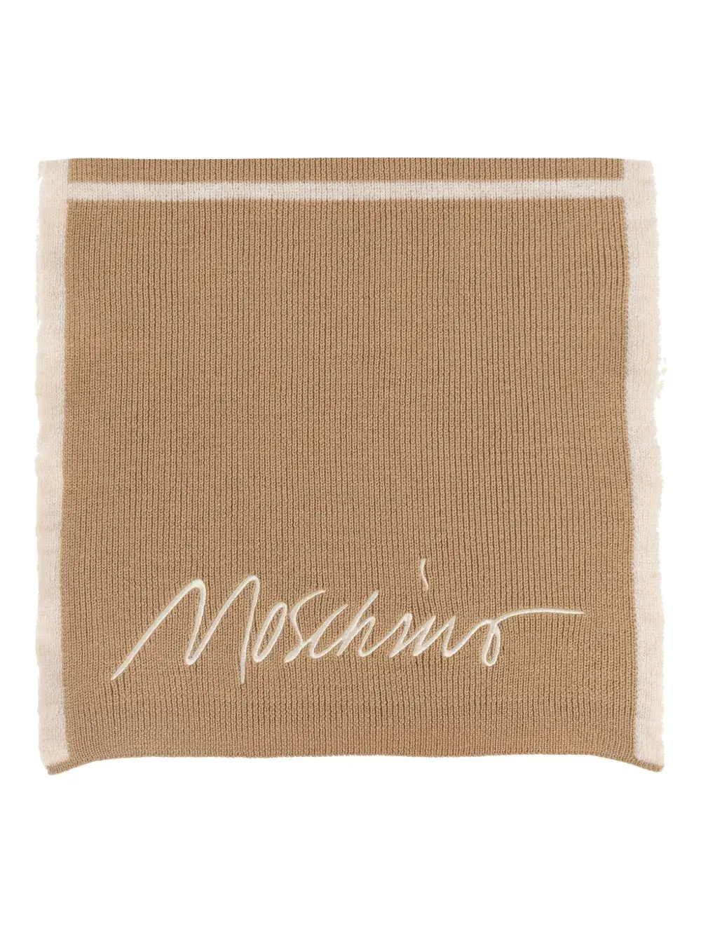 

Шарф с вышитым логотипом и контрастными вставками Moschino, коричневый