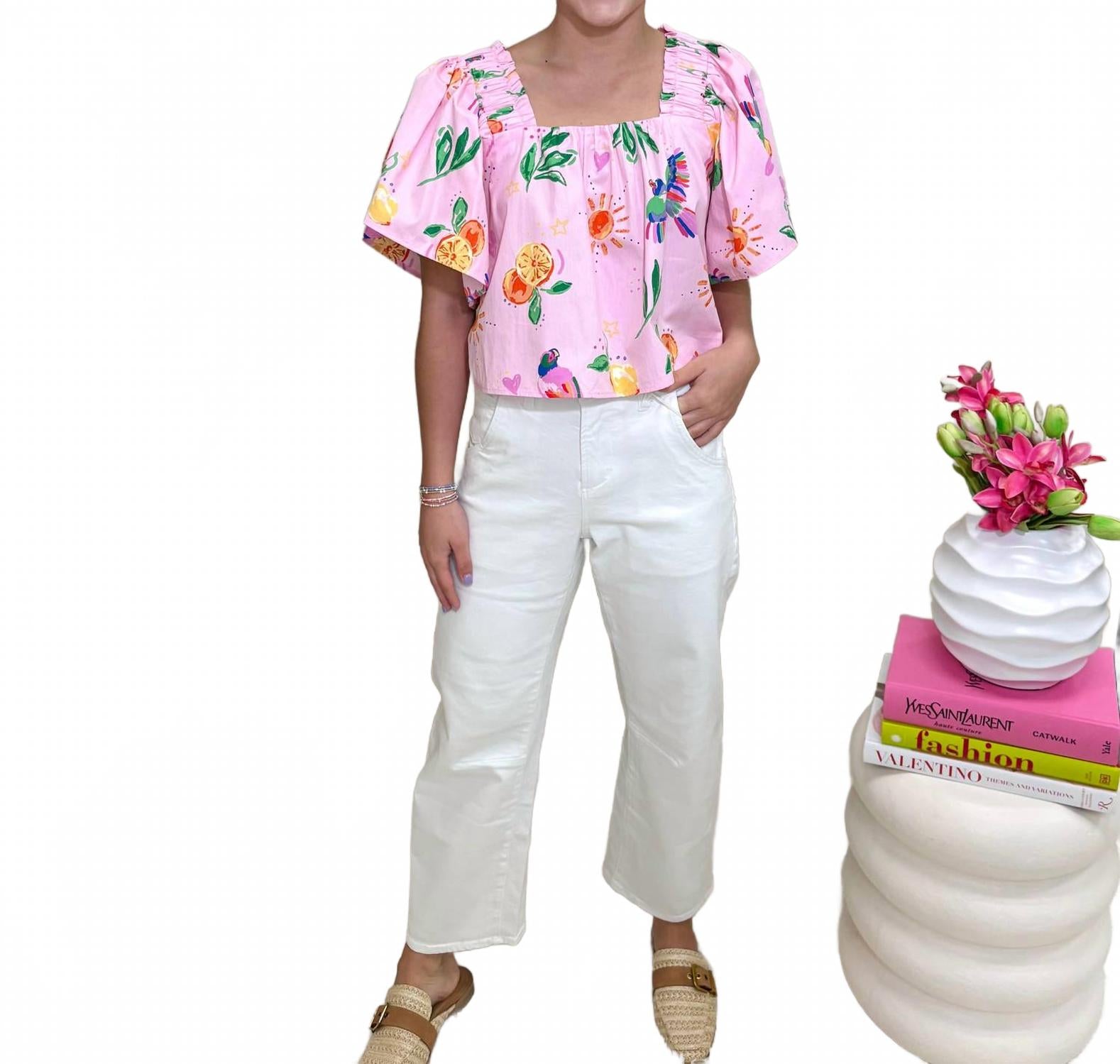 

Тукан Фрут топ с квадратным вырезом в розовом цвете Karlie