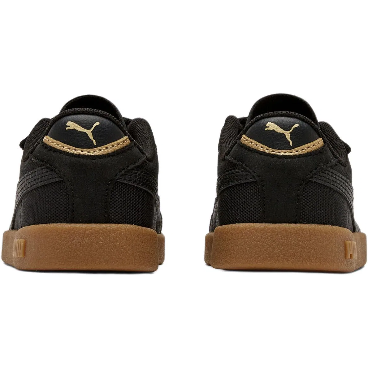 Низкие скейтбордические кроссовки Black Kids' PUMA, Black-Gold-Rubber Color — фото 4