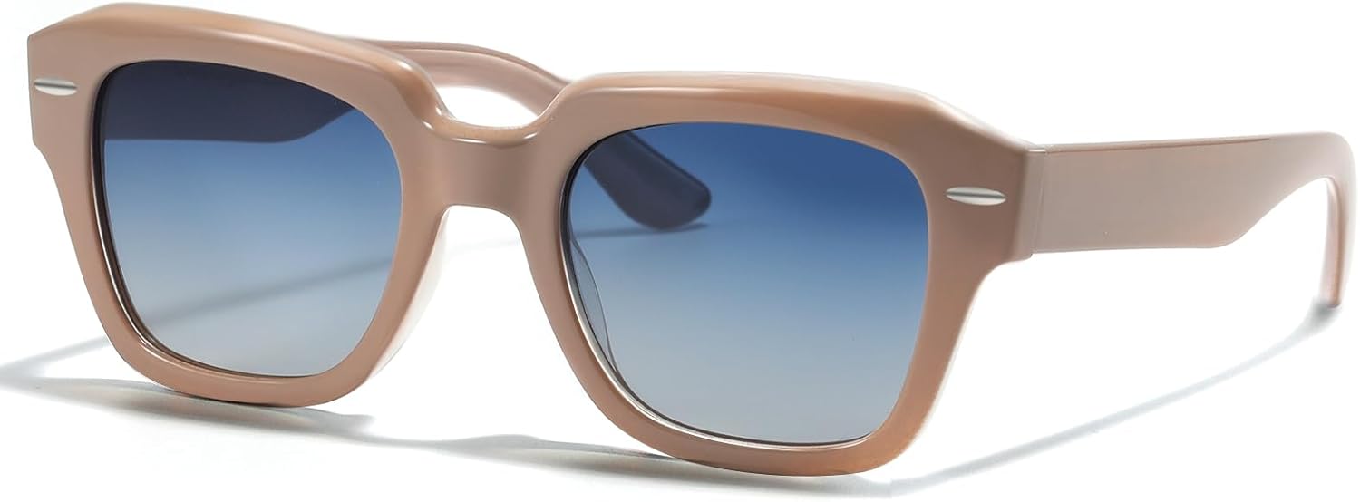 

Поляризованные солнцезащитные очки для женщин, классический ретро-стиль, квадратная форма, солнцезащитные очки для женщин и мужчин, для вождения, рыбалки, с защитой от УФ-излучения Foliful, B4-bright Tea Frame Gradient Blue