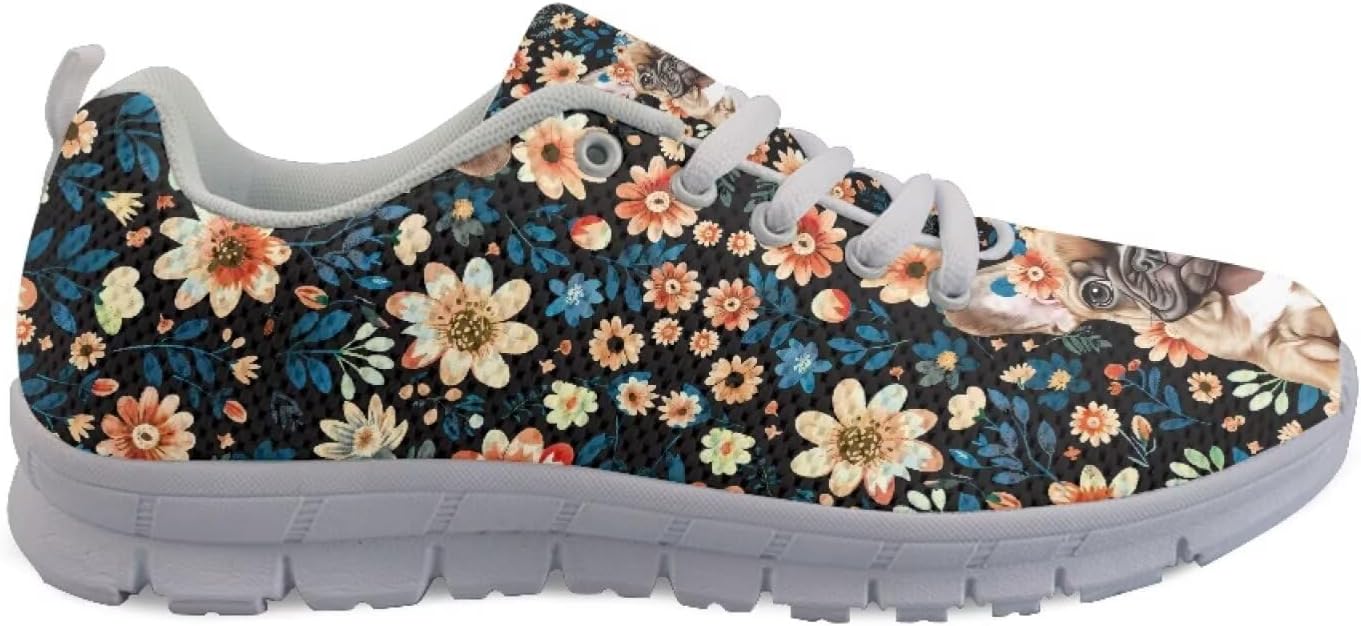 

Мужские спортивные кроссовки на Хэллоуин, противоскользящие, для бега и ходьбы, удобные для женщин, для активного отдыха Getelinseng, Floral Bulldog