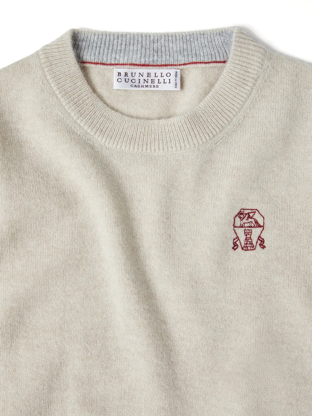 Кашемировая толстовка с вышитым логотипом Brunello Cucinelli Kids, бежевый — фото 3