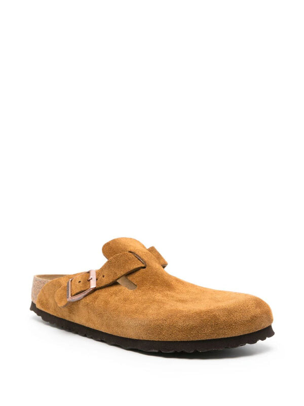 Тапочки boston soft footbed suede leather narrow fit sandals 'mink' Birkenstock, оранжевый — фото 2