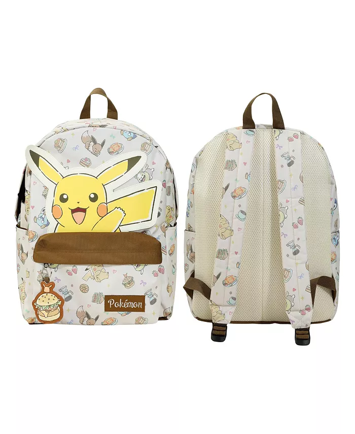 

Рюкзак взрослый 17" с принтом Пикачу по всей поверхности Pokemon, коричневый/бежевый