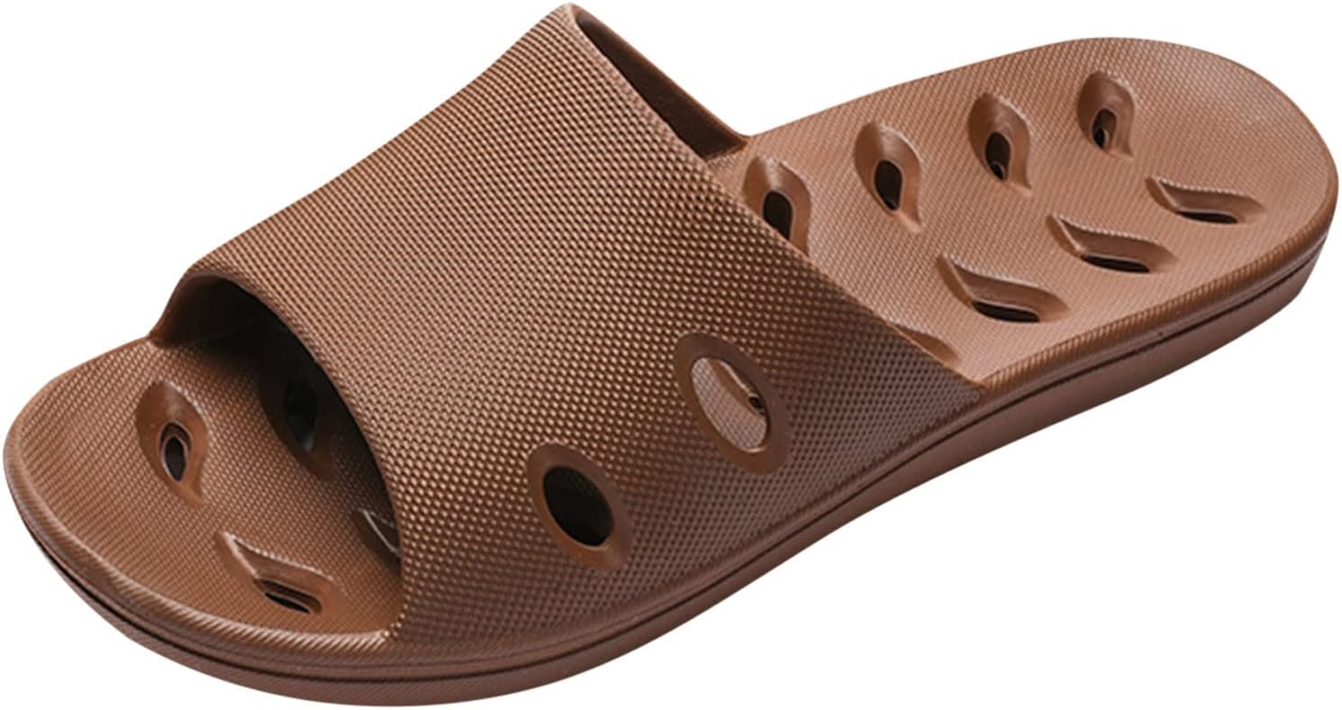 

Мужские тапочки на все сезоны, плоские и легкие, для дома и ванной, с нескользящей подошвой и мягкой подошвой, мужские тапочки с вырезами Generic, коричневый