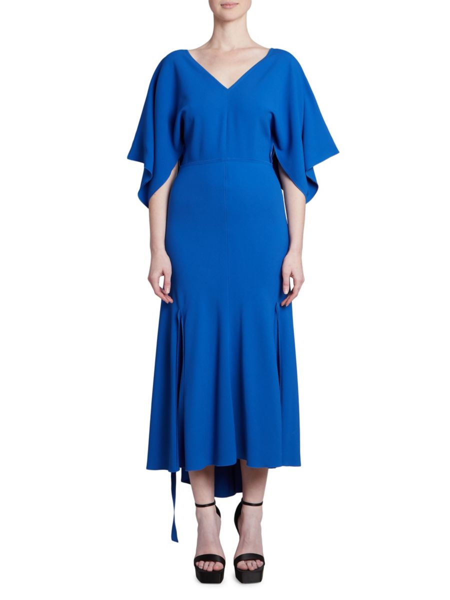 

Платье-годе с V-образным вырезом и косым кроем Victoria Beckham, цвет Bright Blue