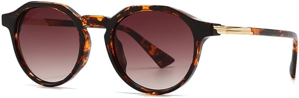 

Круглые женские солнцезащитные очки с градиентным покрытием UV400, ретро-стиль, панк-стиль, модные мужские солнцезащитные очки (черно-фиолетовые, один размер) LXLHWN, Leopard Tea Gradient