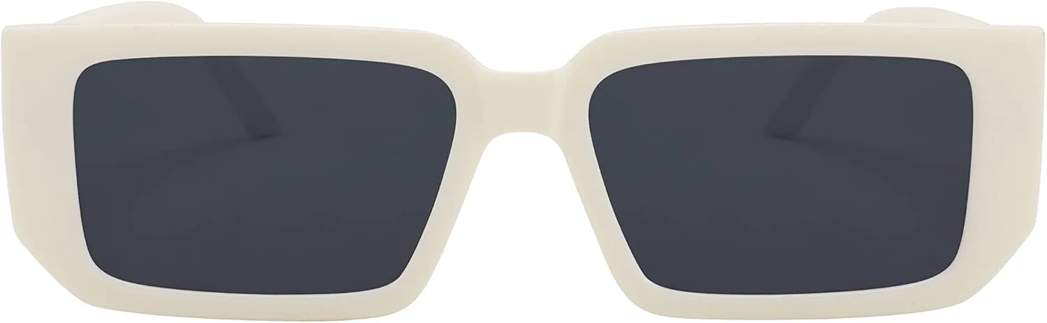 

FEISEDY Маленькие модные квадратные солнцезащитные очки для женщин и мужчин, винтажные прямоугольные солнцезащитные очки 90-х годов B2972, 002 White Frame/Gray Lens