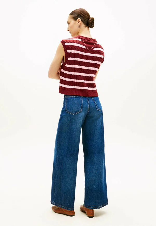 Вязаный свитер-жилет с v-образным вырезом и косами Tommy Hilfiger, Liberty Red Classic Pink Stp — фото 3