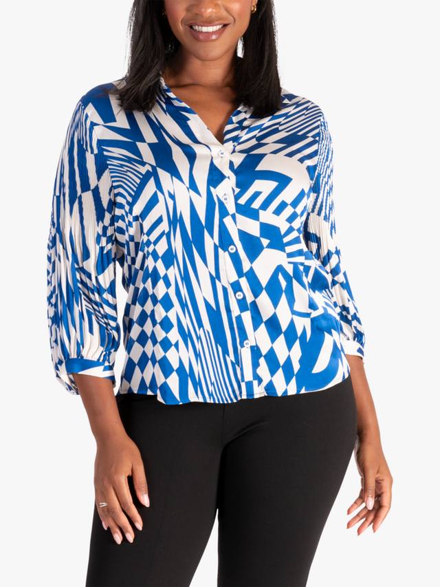 

Рубашка с абстрактными геометрическими завитками chesca, цвет Royal Blue/White